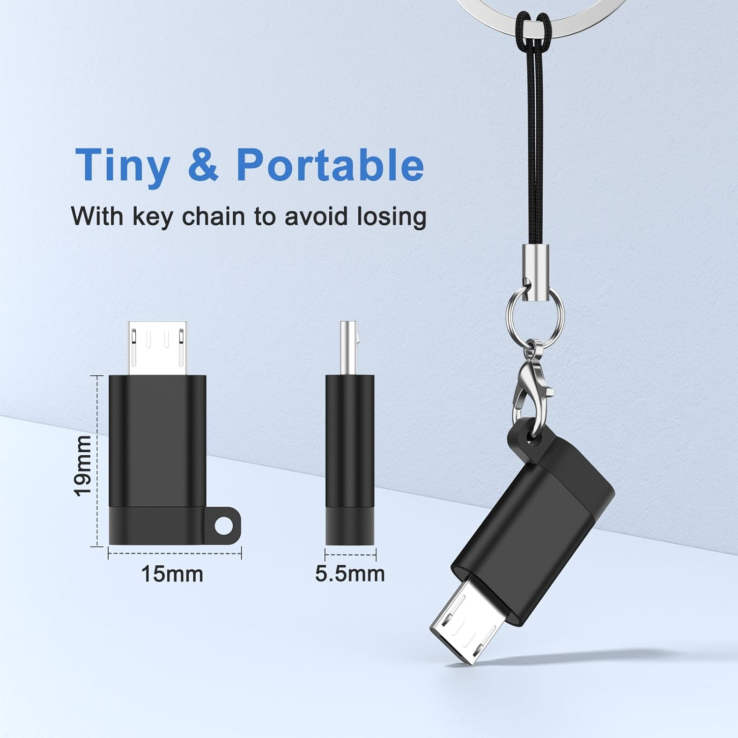 Micro USB to USB C Adapter 3 Pack Type C Female to Micro B Male Converter QC 3.0 Data Transfer Compatible with PS4 Xbox Game Controller Spaker Driving Recorder Play Galaxy S7 - Black*3 image number 3