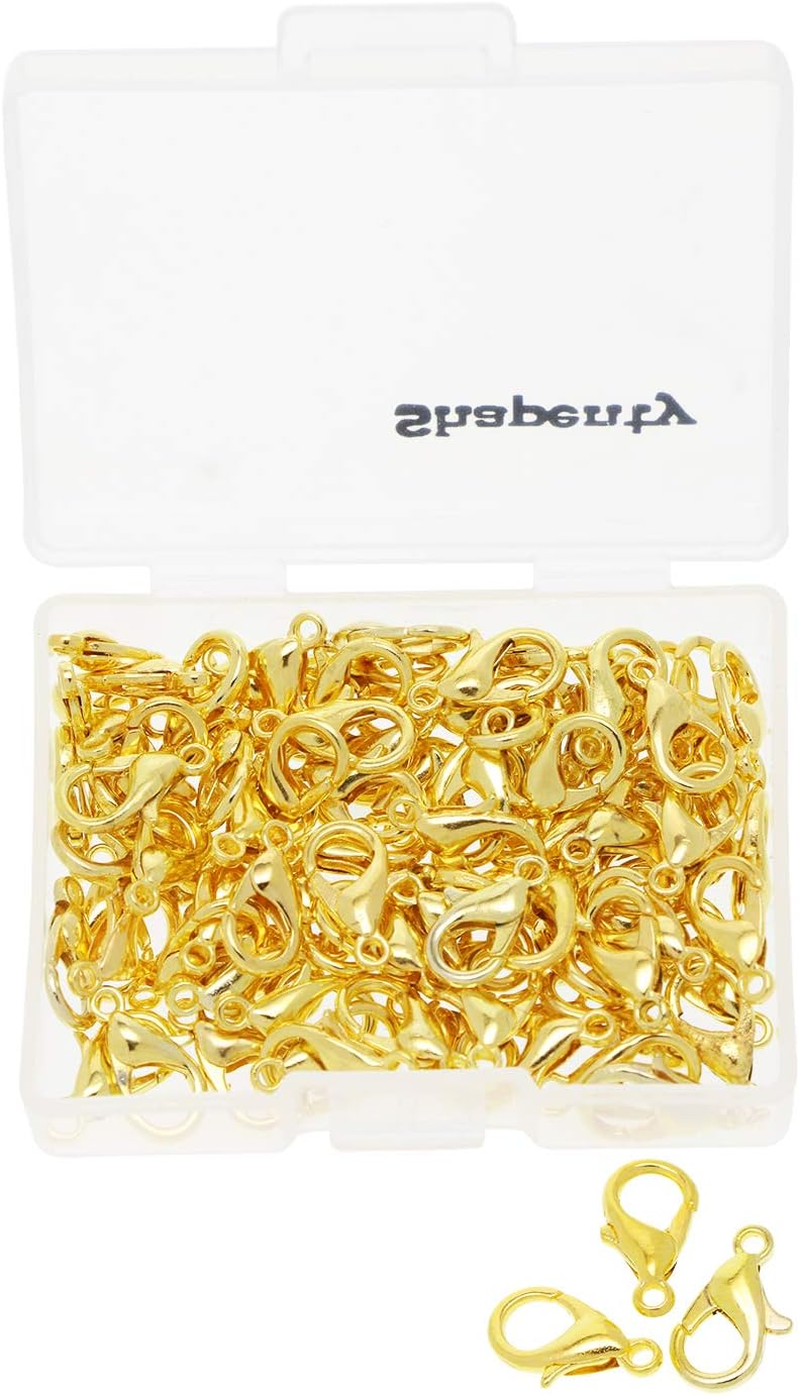 Shapenty Small Metal Alloy Lobster Claw Clasps Clip DIY Necklace Jewelry Finding Making Accessories Fastener Hook 12Mmx6Mm 100PCS (Silver)