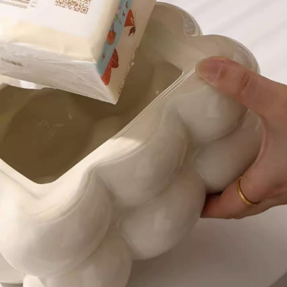 Paper Box Ceramic Paper Box Holder Paper Dispenser for Bathroom Dining Table Stylish Tissue Organizer Decorative Napkin D image number 1