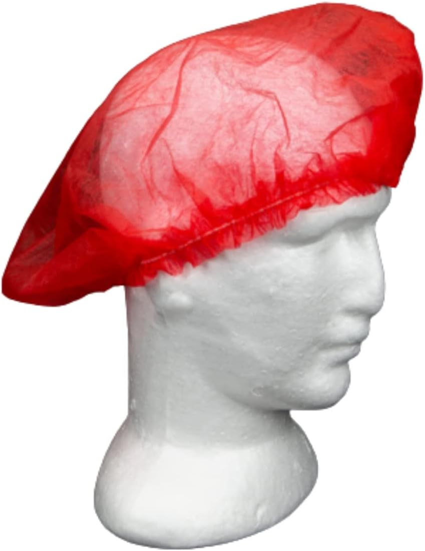 Hair Net Crimped Disposable White, 21 Inches, | Double Elastic Oft and Lightweight. Breathable, Air Permeable | Non-Woven Polypropylene and Latex Free Elastic in 4 Colors (Red) image number 5