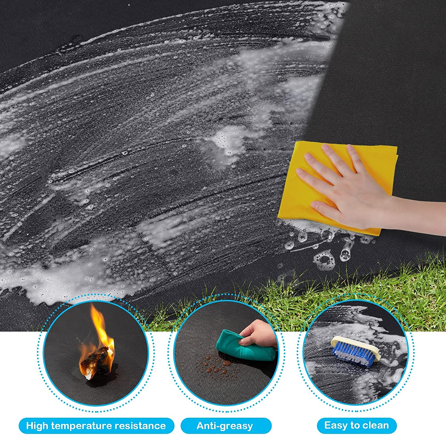 Large under Grill Mat, Fireproof Grill Pads for Outdoor Charcoal, Flat Top, Smokers, Gas Grills, Deck and Patio Protective Mats, Indoor Fireplace Mat Prevents Ember Damage Wood Floor (165 * 99 Cm) image number 4