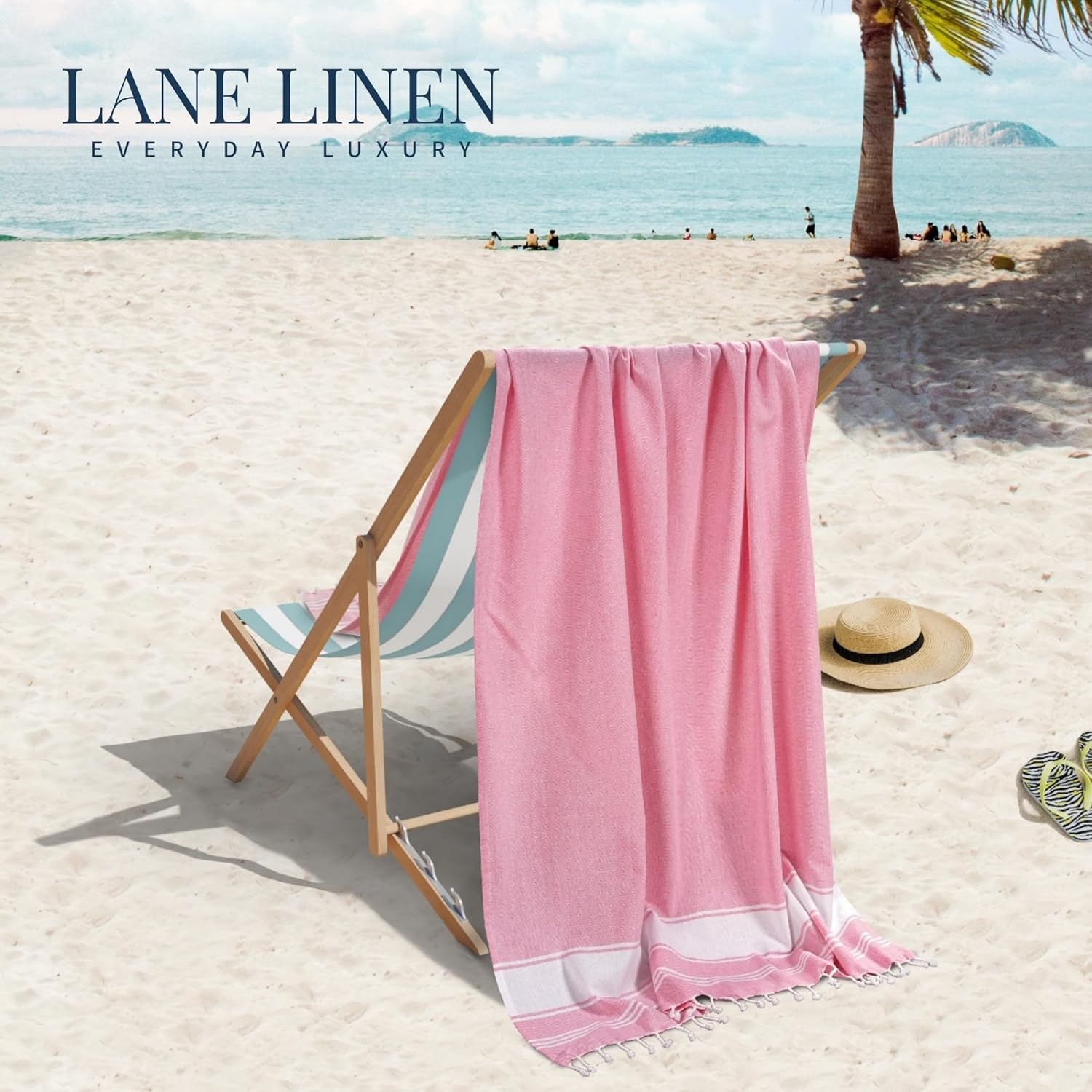 LANE LINEN Beach Towels 6 Pack, Oversized Beach Towel, Lightweight Beach Essentials for Women, Large Pool Towel, Absorbent & Quick Dry, Sand Free Beach Towel, 39"X71" - Nautical Color image number 4