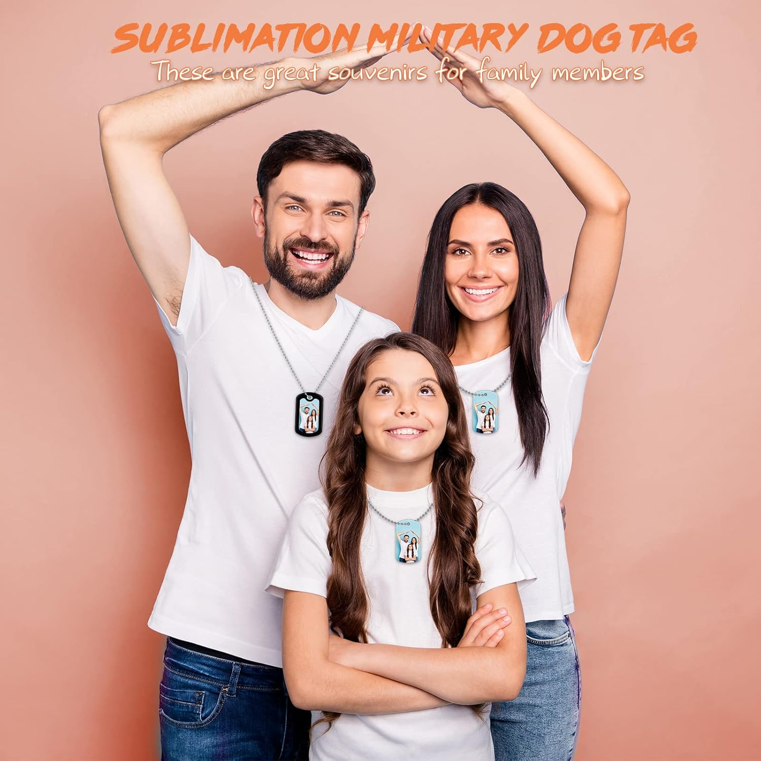 Sublimation Blank Dog Tag Set Aluminum White Stamping Tag Pendants Double Sided Blank Metal Tags with Military Silicone Dog Tag Silencer 23.6 Inch Dog Tag Chain for DIY (6 Sets) image number 3