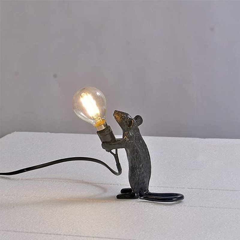 Mouse Table Lamp，Modern Cute Resin Animal Rat LED Night Light Bedside Mouse Desk Lights Mini Mouse Light Decor for Living Room, Bedroom, Kids Room (Crawling, White) image number 2