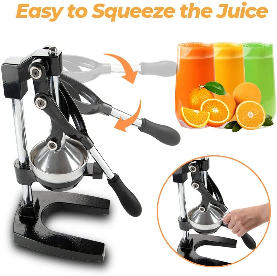 Yarra Supply Commercial Manual Juicer Hand Press Juicer Extractor Hand Orange Juice Squeezer Squeezer Sturdy Juice Presser Manual Citrus Press for Citrus Mandarin Grapefruit Lemon Lime(Black)