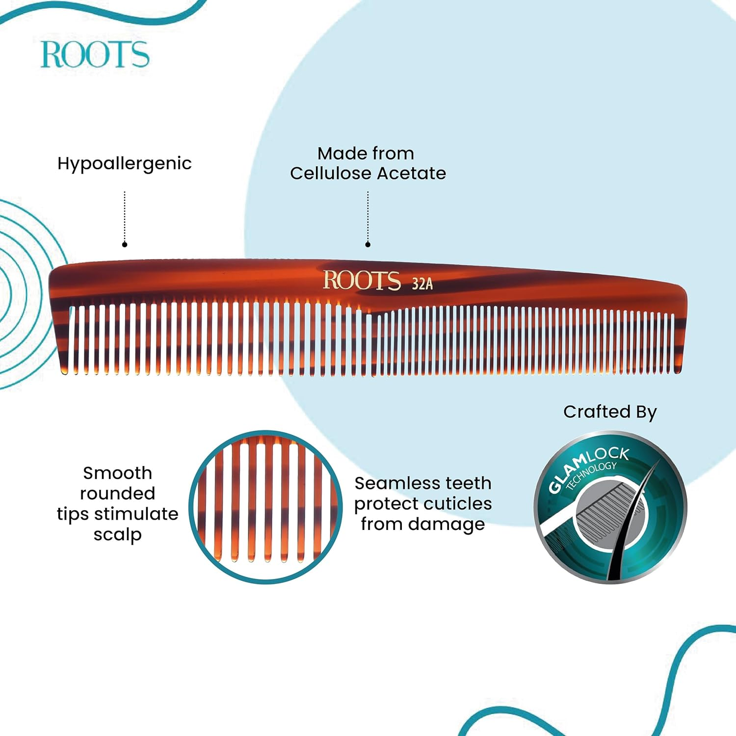 Roots - Brown Combs for Hair - Dressing Comb - Wide & Thin Tooth Comb - Comb for Wome image number 6