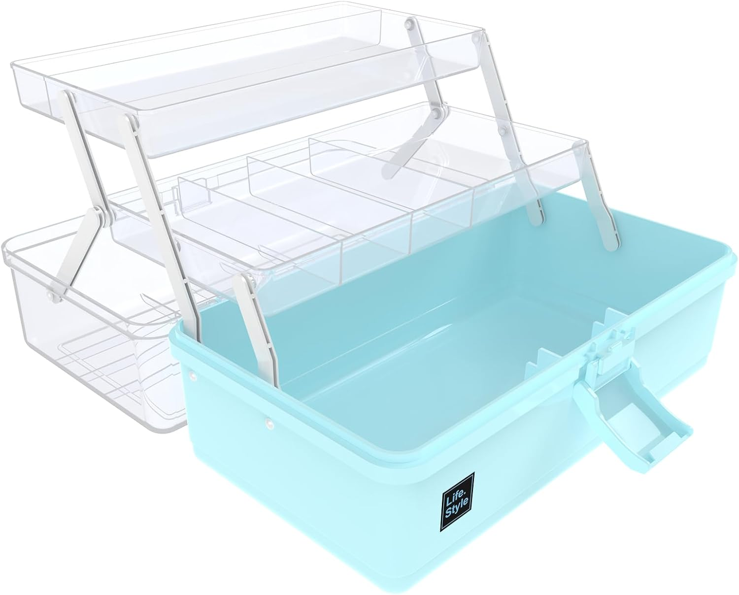 Craft Box, 13 Inch 3 Layers Multipurpose Craft Organizer and Storage Cabinet, Art Supply Storage for Sewing, First Aid and Cosmetic, Portable Handled Storage Box for Home, School, Office