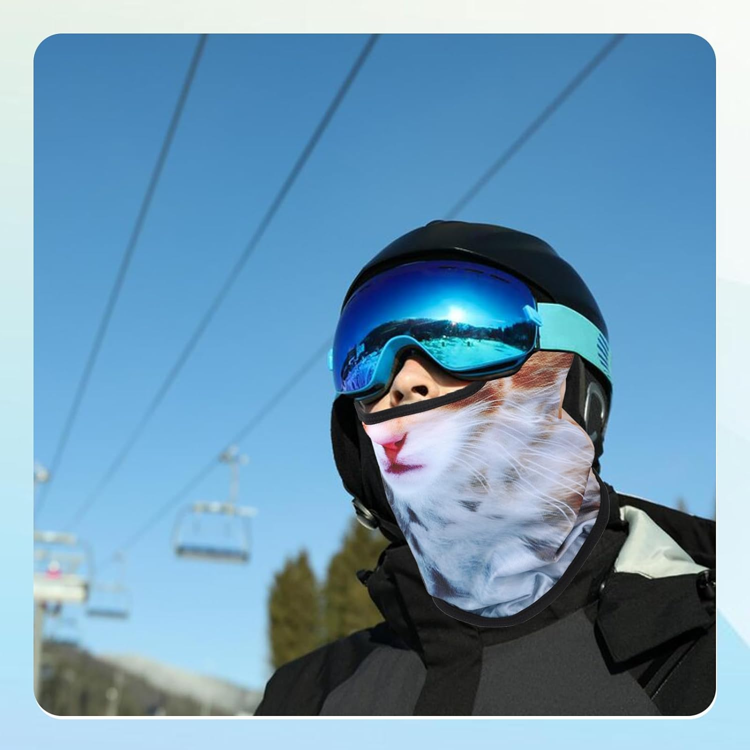 Mikovivi 3D Cat Ski Balaclava Sheisty Face Mask with Ears, Funny Animal Face Mask Balaclava Parties Music Festivals Outdoor Supplies image number 2