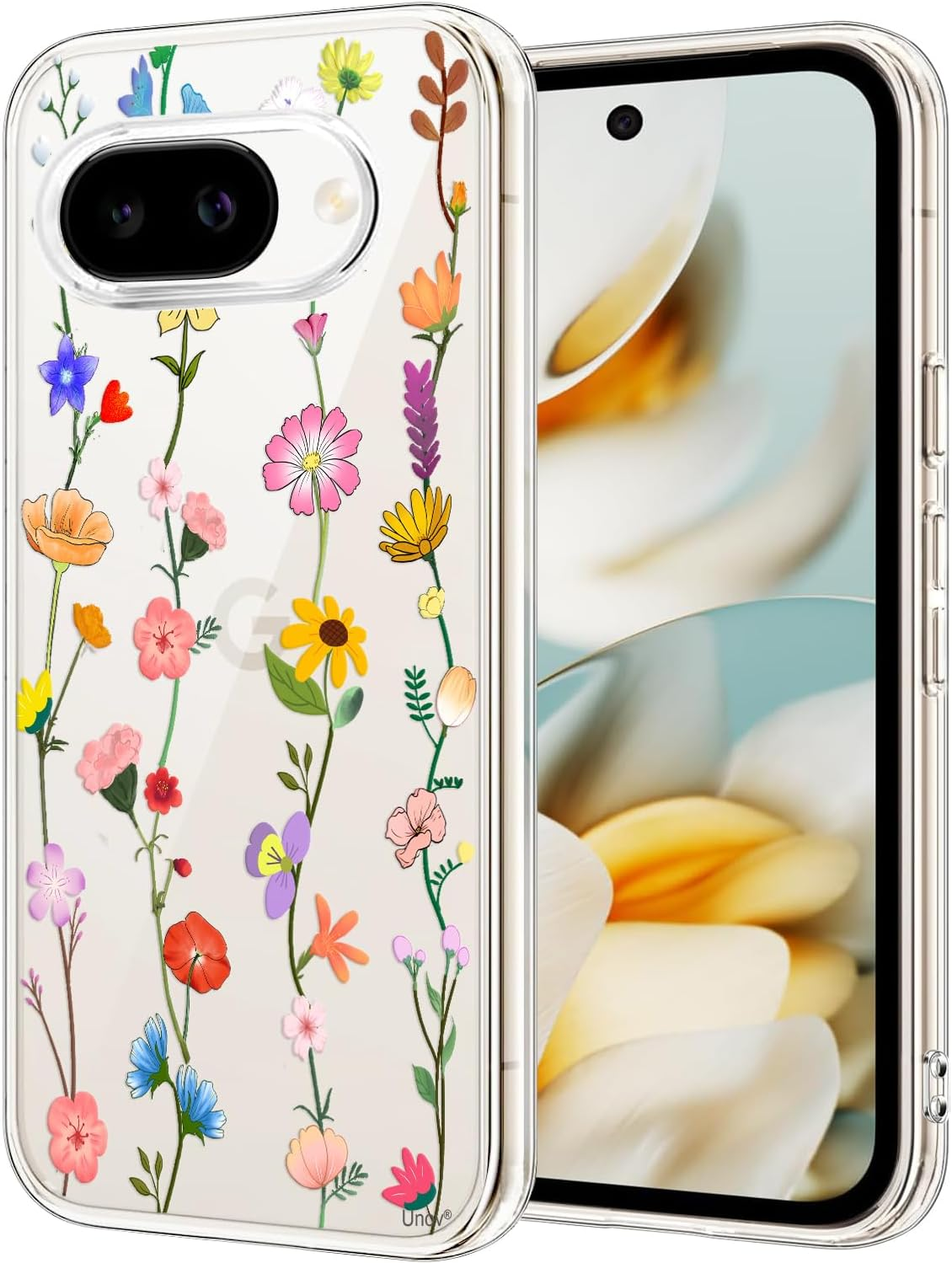 Unov Case Compatible with Pixel 9A Case Clear with Design Soft TPU Shock Absorption Slim Embossed Pattern Protective Back Cover (Mint Mandala)