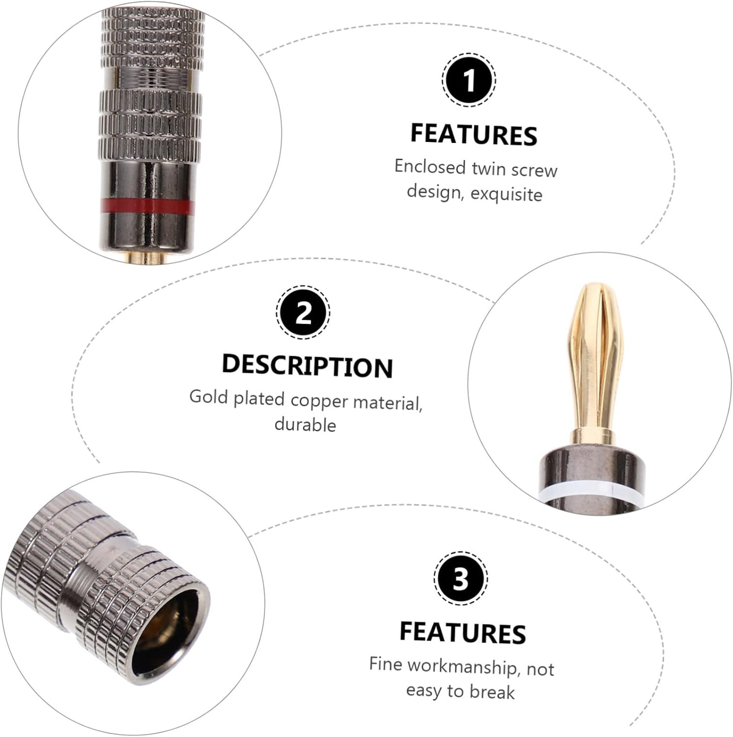 LIFKICH 10Pcs Gold-Plated Copper Banana Plug Audio Connector 4Mm Speaker Wire Clips for Home Theater and Hi-Fi Systems in Australia image number 6