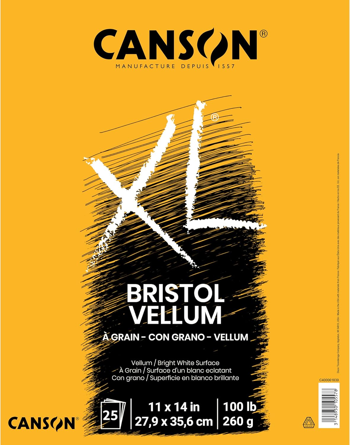 Canson XL Series Bristol Paper, Vellum, Foldover Pad, 11X14 Inches, 25 Sheets (100Lb/260G) - Artist Paper for Adults and Students - Charcoal, Pen and Ink, Marker, and Pastel image number 5