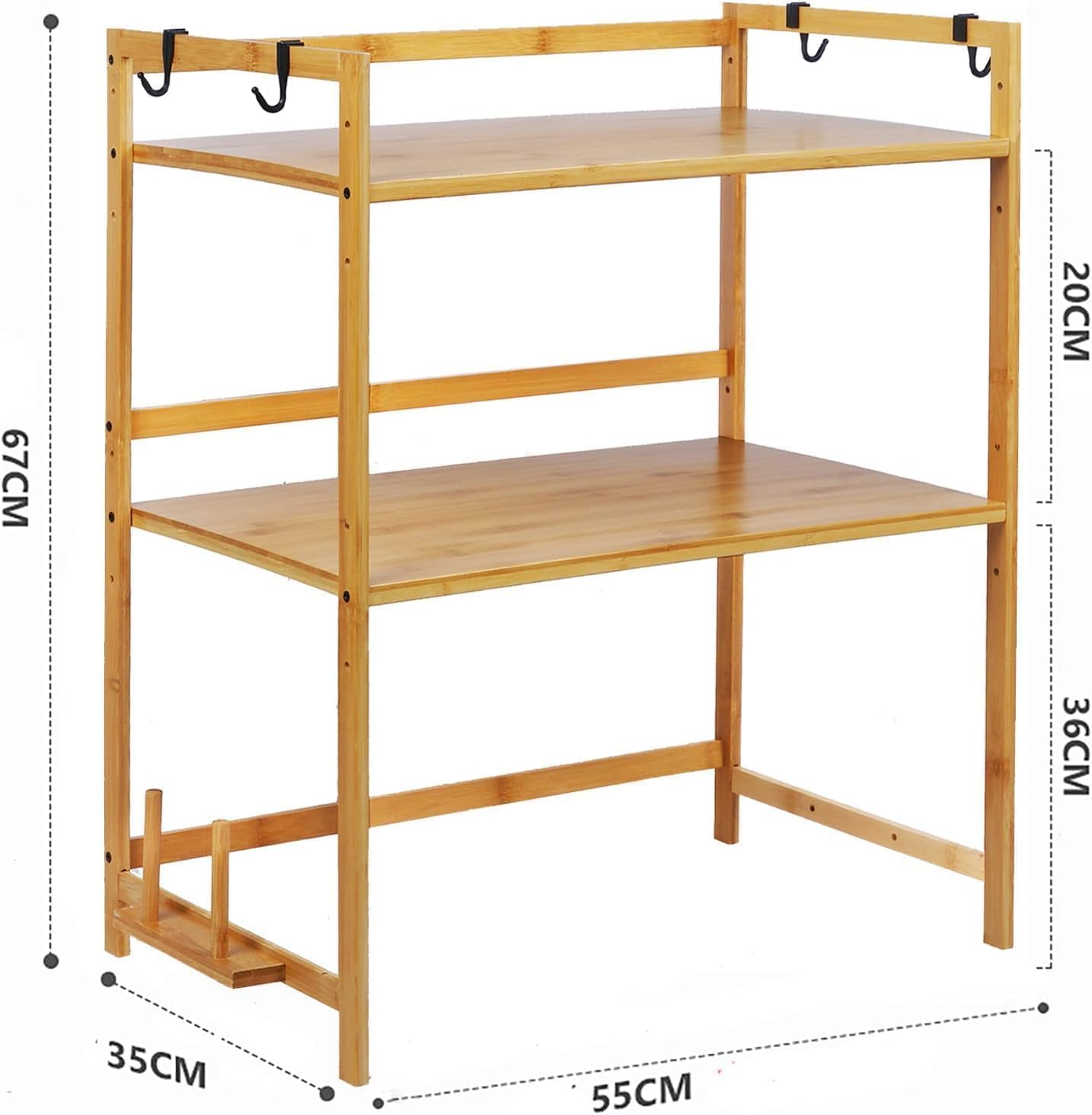 Kapeicamper Microwave Oven Shelf Countertop, Bakers Rack 2 Tier Bamboo Microwave Stand, Utensils Tableware Storage Kitchen Counter Rack, Multipurpose Kitchen Storage Rack Cart image number 1