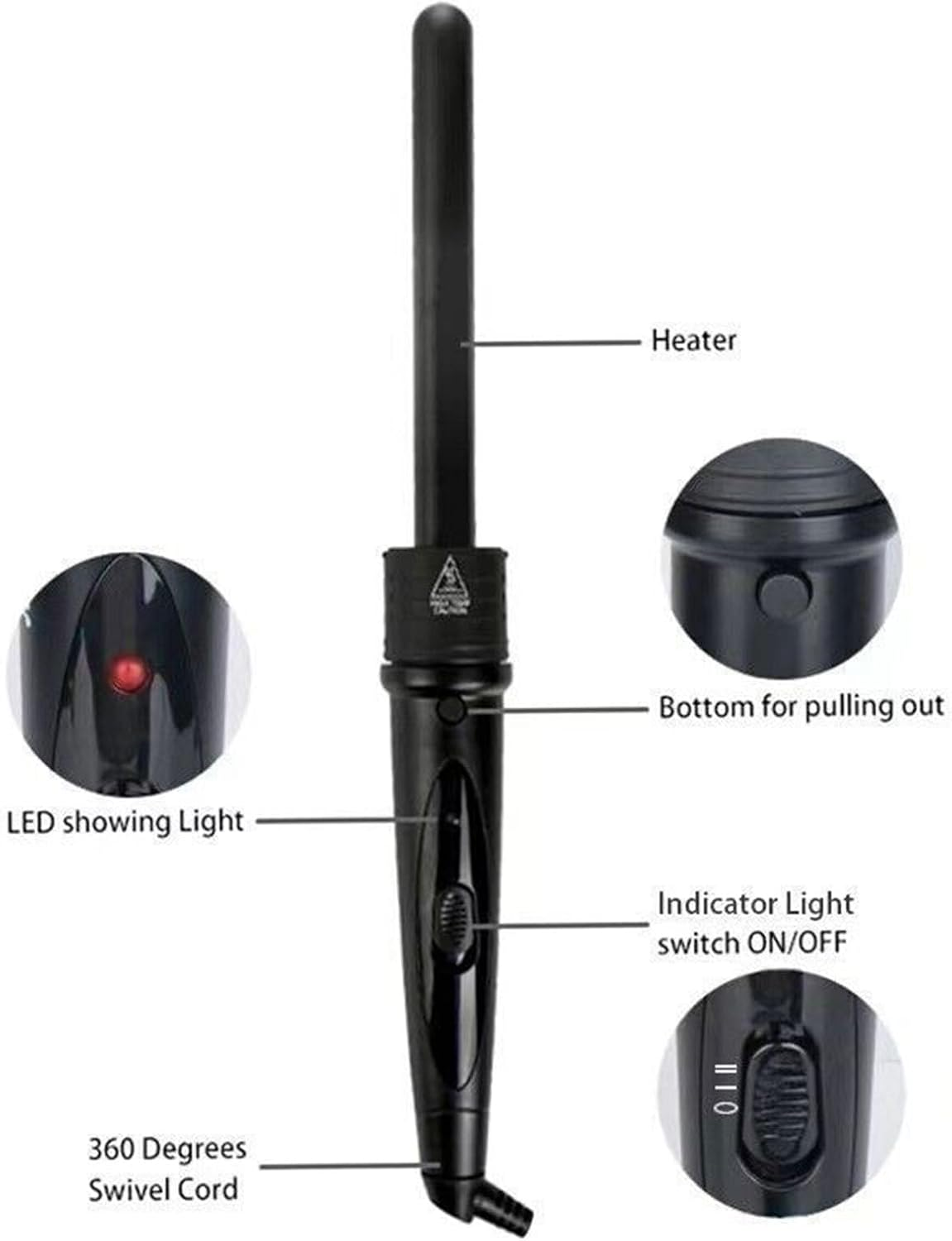 6 in 1 Interchangeable Ceramic Hair Curler Set for All Hair with Heat Protective Glove and Hair Clips, Professional Curling Wand Setwith 6 Interchangeable Barrel image number 4