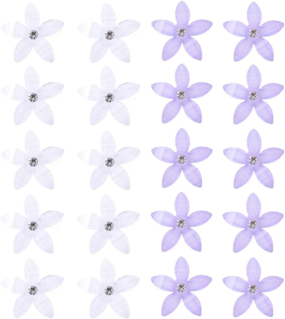 Gaodercha 20Pcs Flower Hair Clips 2 Colours Rhinestone Petal Hair Clip Cute Trendy Flower Hair Clip Mini Pearl Claw Flower Clips for Women Birthday Party Wedding image number 4