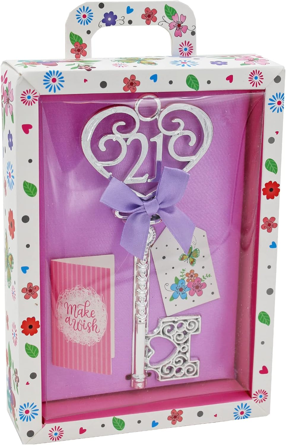 Widdle Gifts Ltd Age 21 Girl Female Keepsake Key & Bright Presentation Box with Satin Finish - 21St Birthday Gift