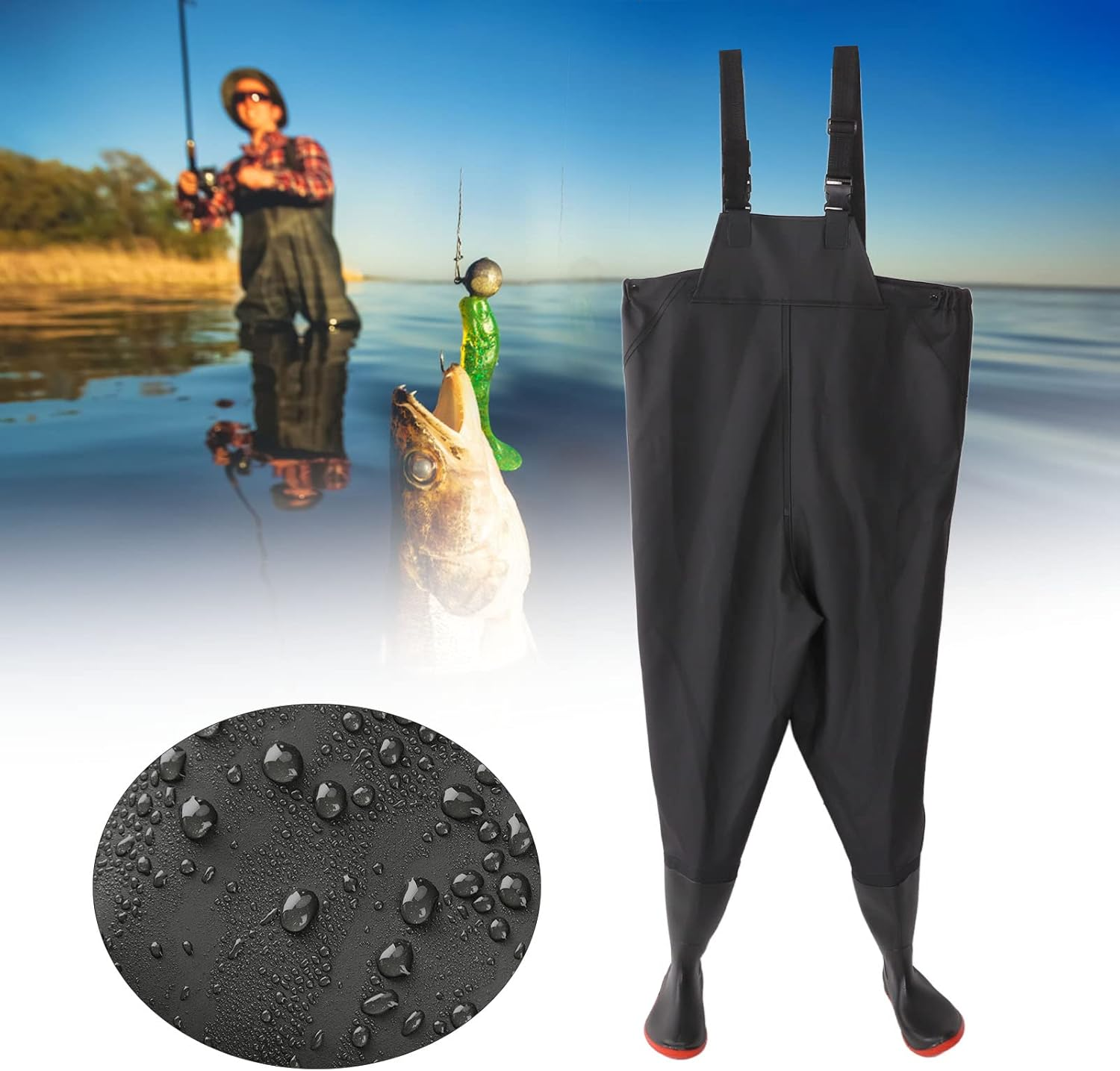 Chest Wading Pants, Soft Absorbent Sealed Stocking Foot Fishing Waders Thick for Outdoor (41 Size) image number 6