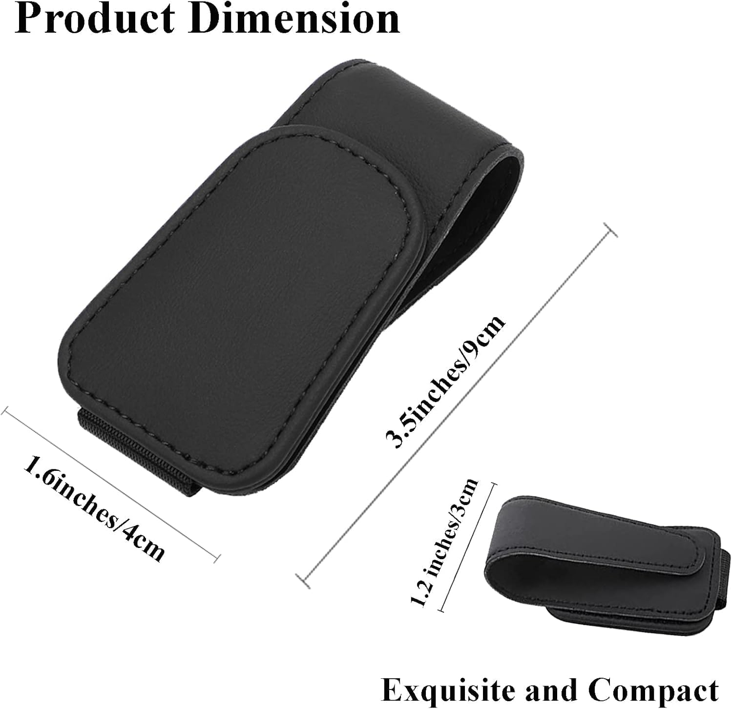 2PCS Sunglasses Holder for Car Visor, Magnetic Leather Sun Glasses Organizer, Ticket Card Cash Organizer, Auto Interior Accessories for Universal Car Sun Visor (Black) image number 5