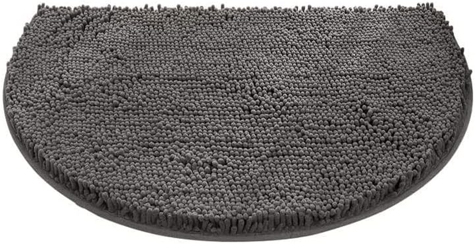 Half round Microfiber Chenille Non-Slip Bathroom Bath Rug Super Absorbent Quick Drying Shower Mat Soft Shaggy Bathtub Rugs Machine Washable Semi Circle Floor Decor Mat (Dark Gray, 50-80Cm) image number 5