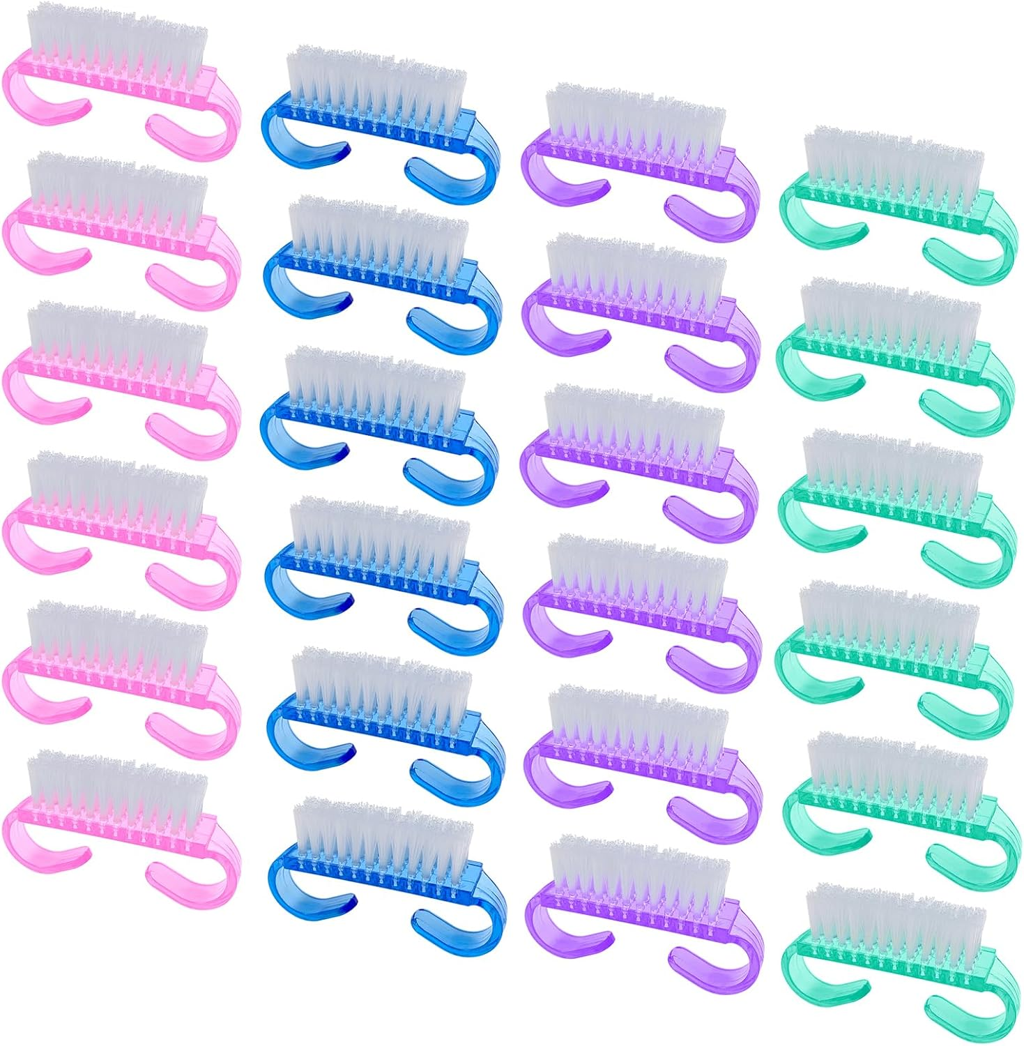 Handle Grip Nail Brush, 24 Pack Small Fingernail Brushes, Hand Scrub Cleaning Brush Kit for Nails and Toes Women Men, Multicolor image number 4