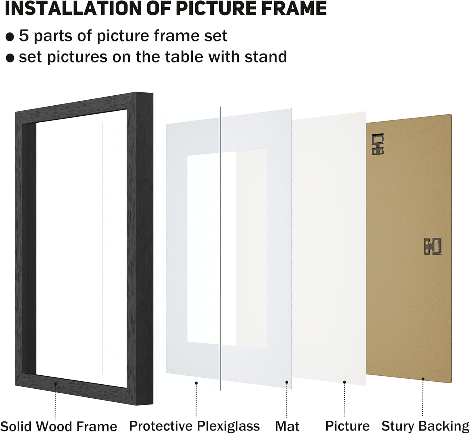 A4 Picture Photo Frames Set of 2, Versatile Shatterproof Photo Posters Certificates Frame for Home Store Office, Wall Horizontal Vertical Display, Black image number 2