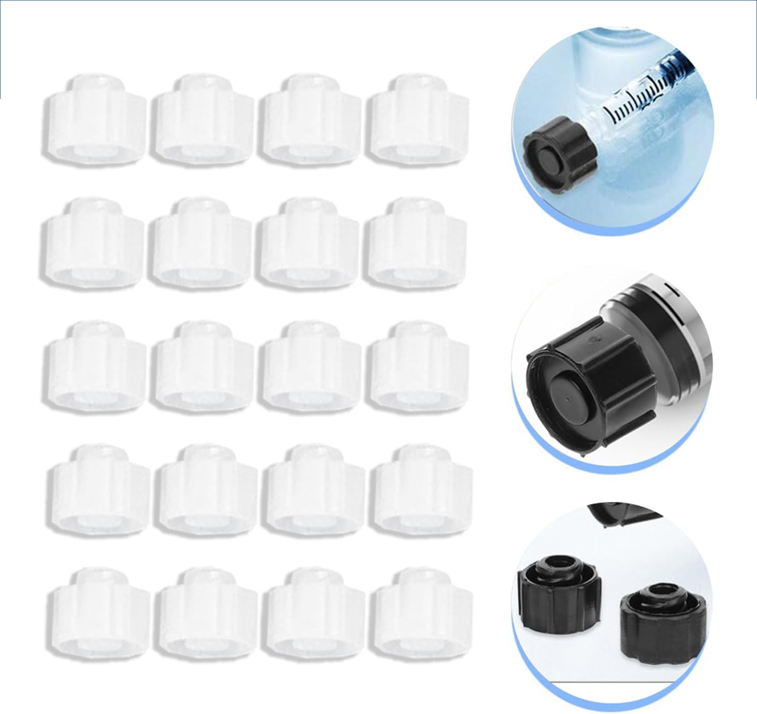 Plug Luer Lock Cap Tip Caps for End Cap, 50Pcs Dispensing Plug Adapter Dispensing Tip Cap,Dispensing Plug Adapter End Cap End Cap Dispensing Cap,Plug Adapter Connector Cap Dispensing Cap End Cap,White - Blue image number 6
