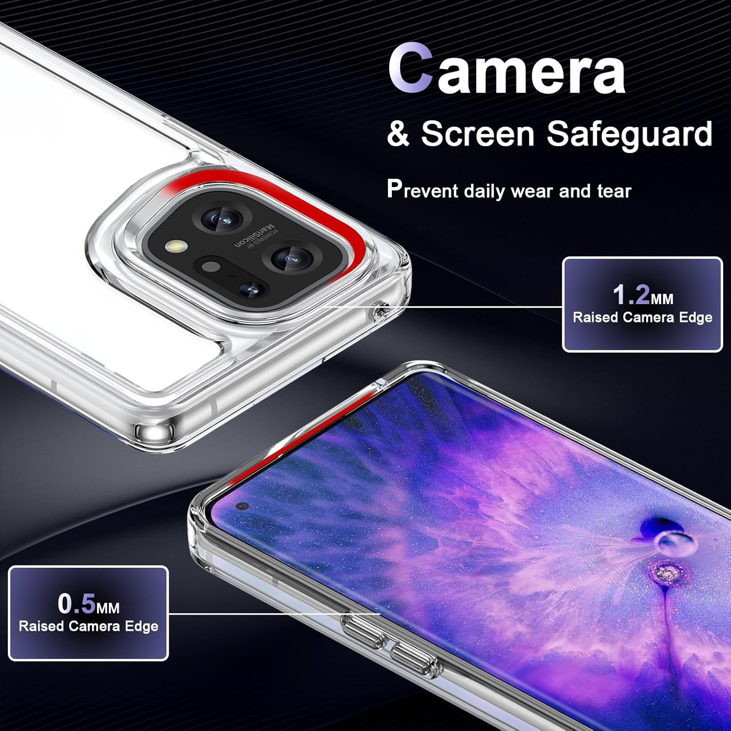 Liisooka Case for OPPO Find X5, Military Grade Drop Protection Phone Case, Yellowing Resistant, Anti-Scratch Hard PC Back, Shockproof Hard Ultra-Thin Protective Cover, Clear image number 2