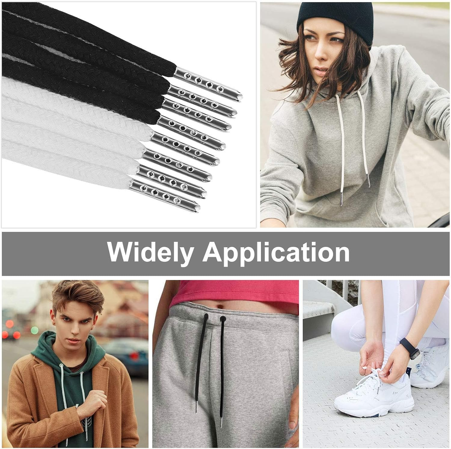 Drawstring Replacement Kit 12 Cords + 10 Locks + 3 Threaders | 57 Inch Elastic Drawstring Cord for Sweatpants, Drawstrings Replacement Draw Strings for Hoodies, Sweatpants, Shorts, Pants image number 5