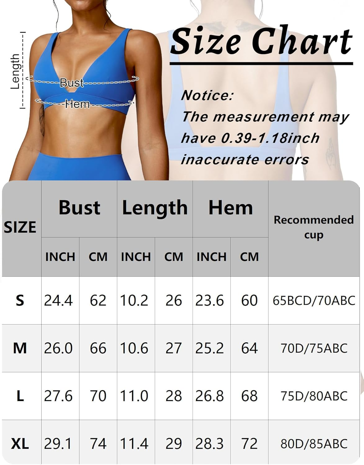 KEOYA Sport Bra for Women Deep V Neck Workout Tank Top Lightweight Loungline Padded Bra Elastic Shoulder Straps Crop Top