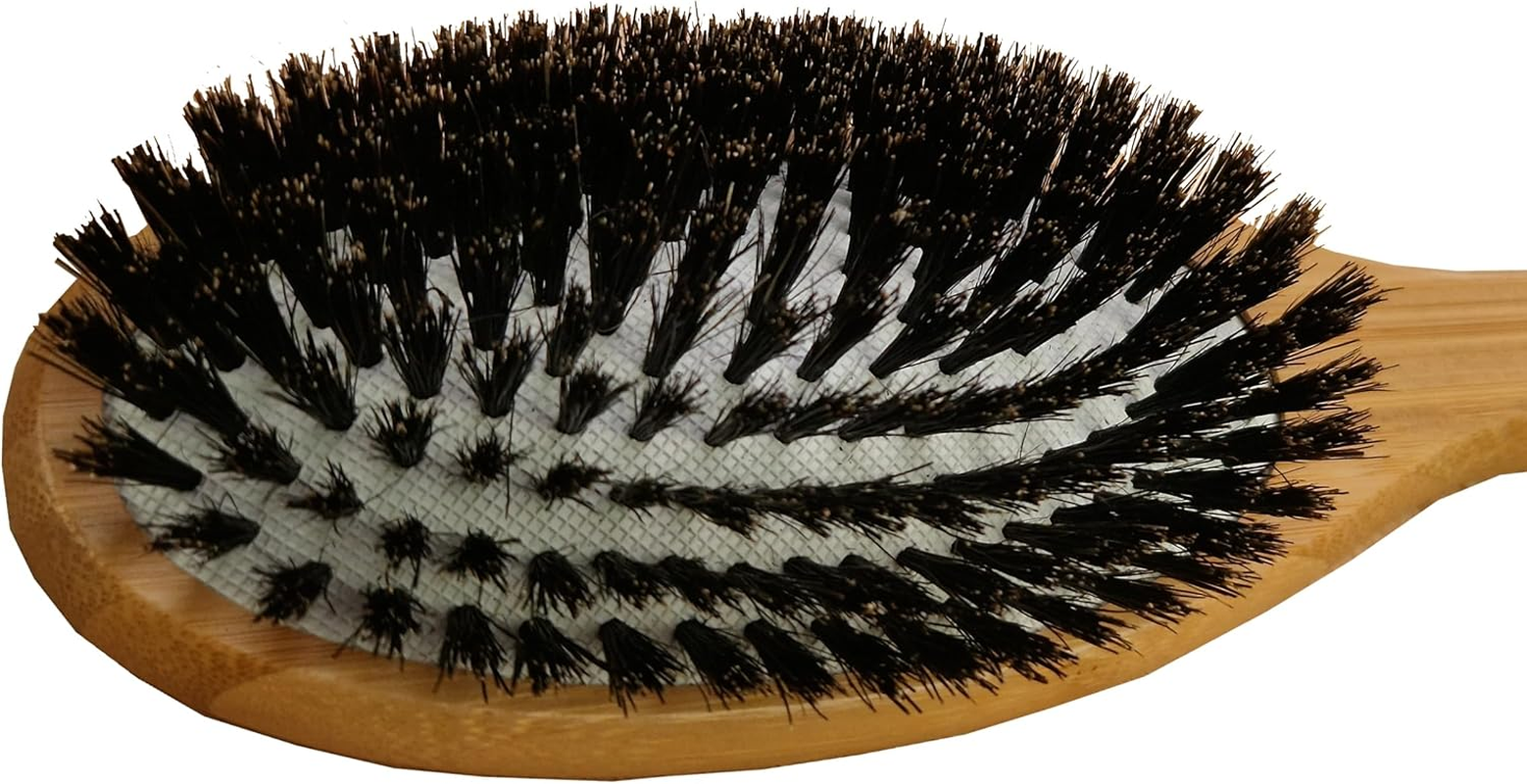 Bamboo Wooden Hair Brush with Natural Bristle image number 1