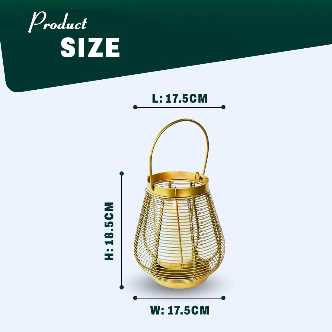 Indian Impressions Drop-Shape Metal Lanterns Candle Holders for Pillar Candles & Tea Lights, Hanging & Tabletop D&eacute;cor for Diwali, Christmas, Weddings, Home & Patio Decoration image number 3