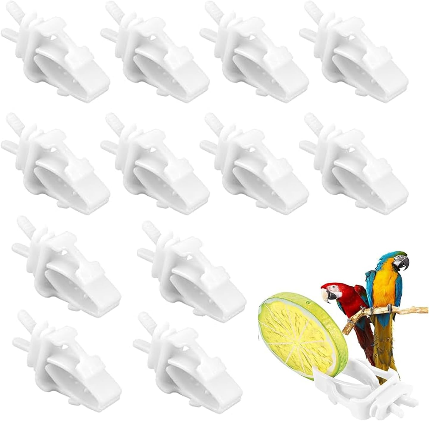 12Pcs Bird Cage Fruit Vegetable Clips, Bird Cage Food Clips, Food Holder, Parrot Fruit Vegitable Bracket, Feeder for Budgie Parakeet Cockatoo Macaw Cockatiel Conure image number 6