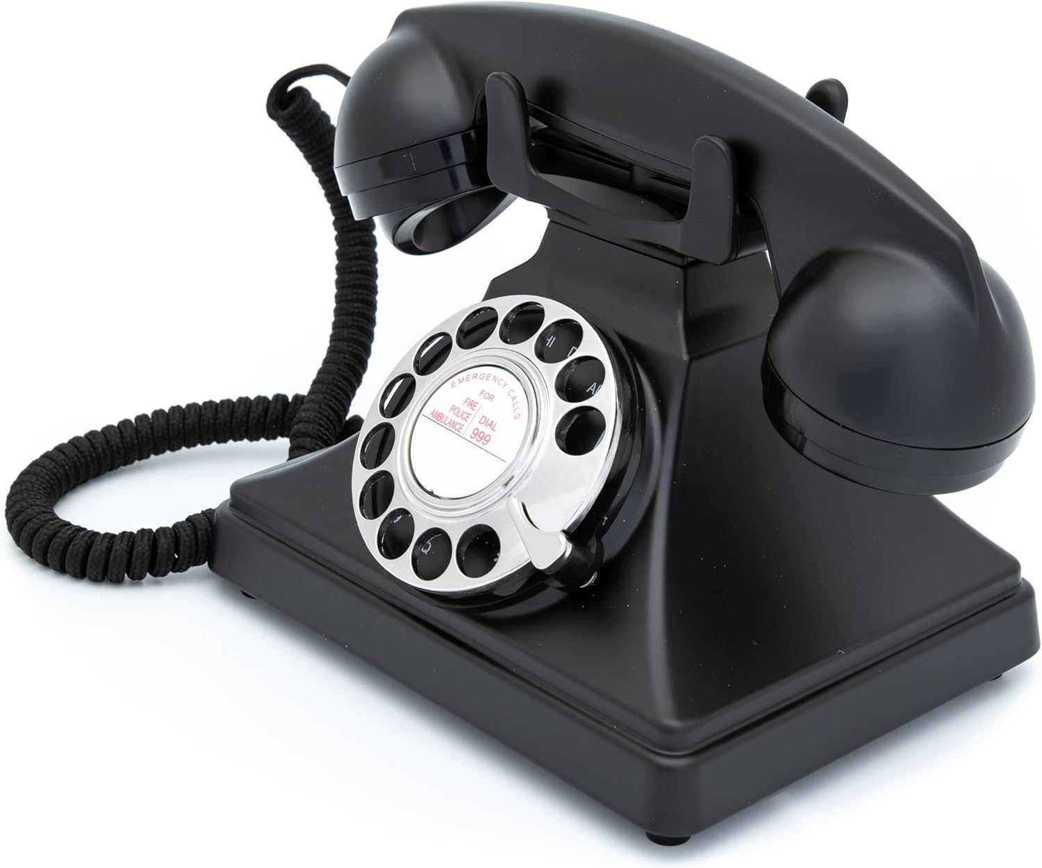 GPO 200 Classic Vintage Phone - Rotary Dial, Cloth Cord, Traditional Bell Ring Tone - Black image number 2