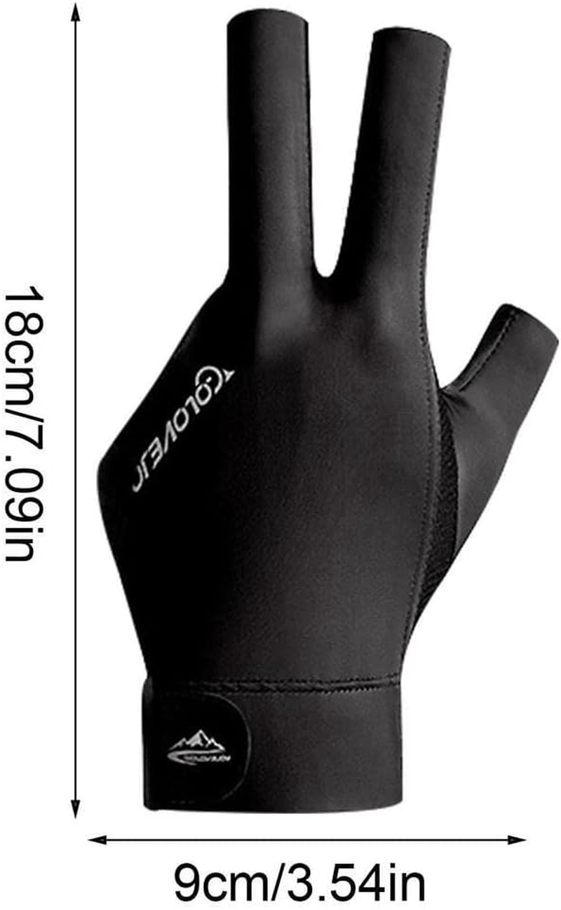 Gofidin 2 PCS Breathable Pool Gloves, Spandex Snooker Left Hand Three Fingers Glove, Elasticity Billiard Training Accessories image number 3