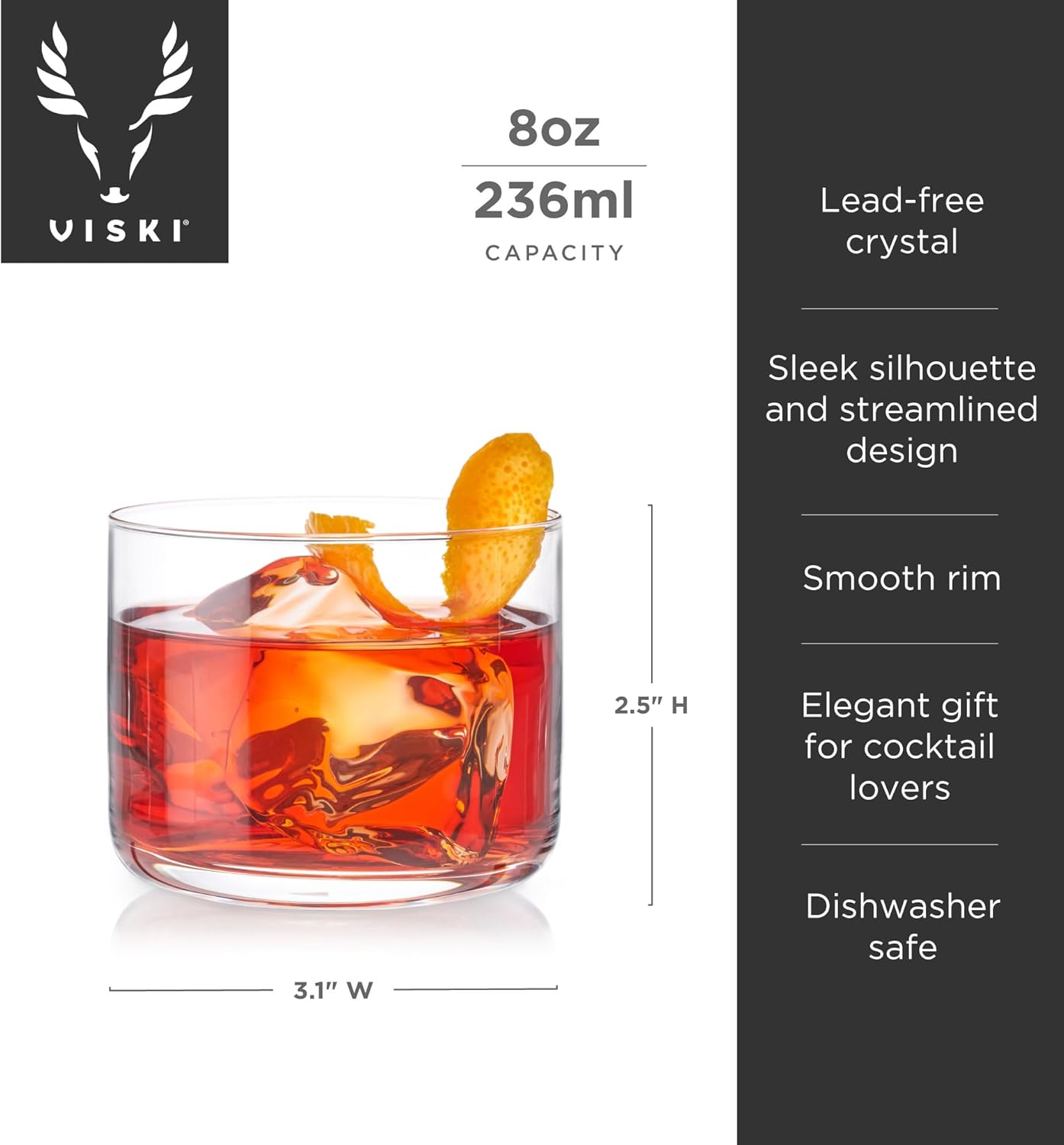 Viski Negroni Glasses, Clear, 9839TBV 8 Oz image number 1