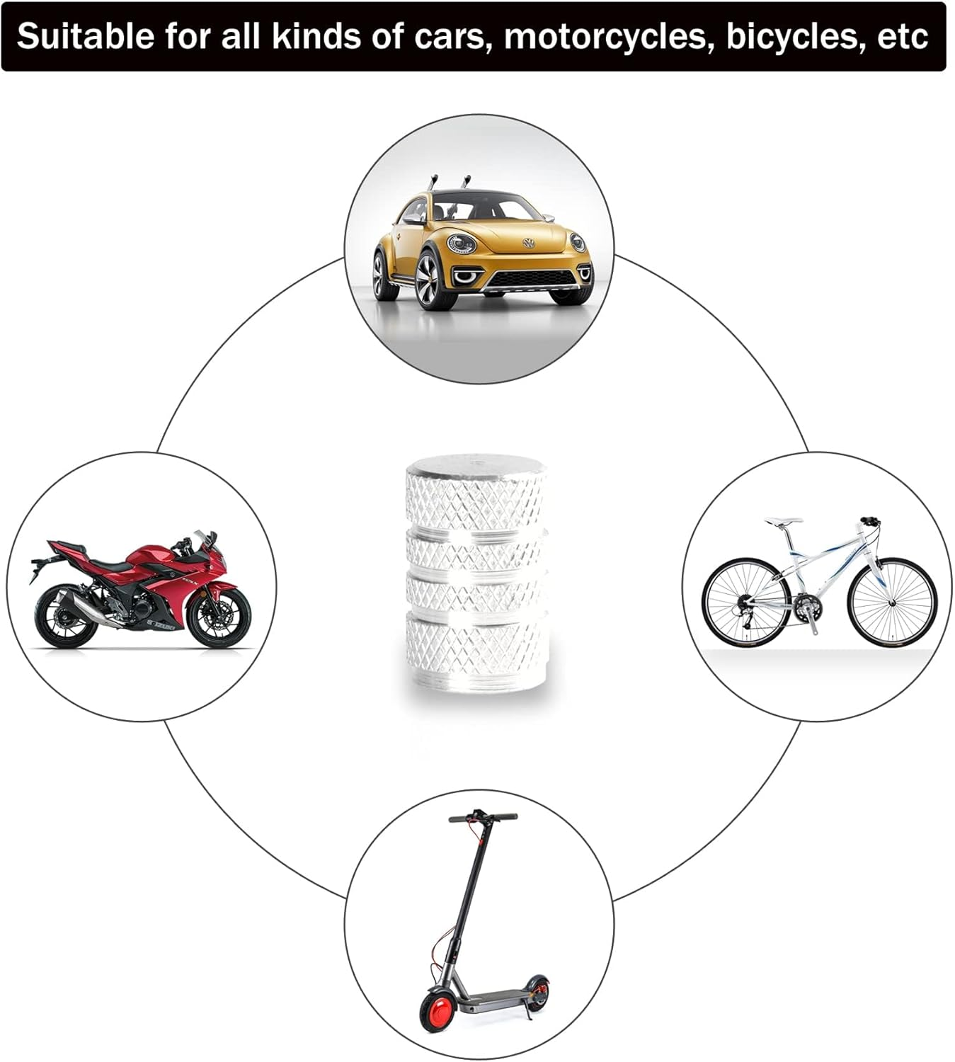 12PCS Tire Valve Stem Caps, Car Exterior Accessories, Aluminum Alloy Valve Cover Universal for Cars, Trucks, Motorcycles and Bicycles (Silver)