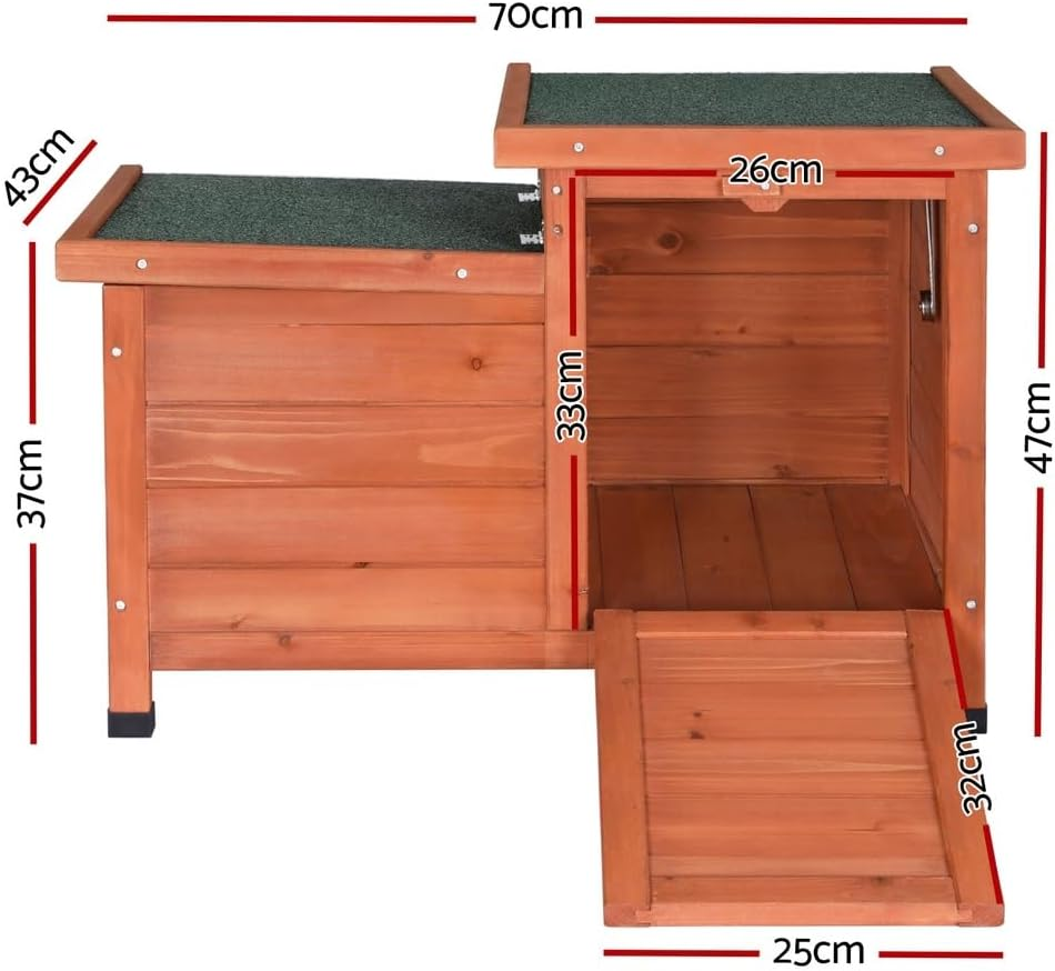 I.Pet Rabbit Hutch Outdoor Cat House Wooden Shelter Condo Small Enclosure Indoor image number 1