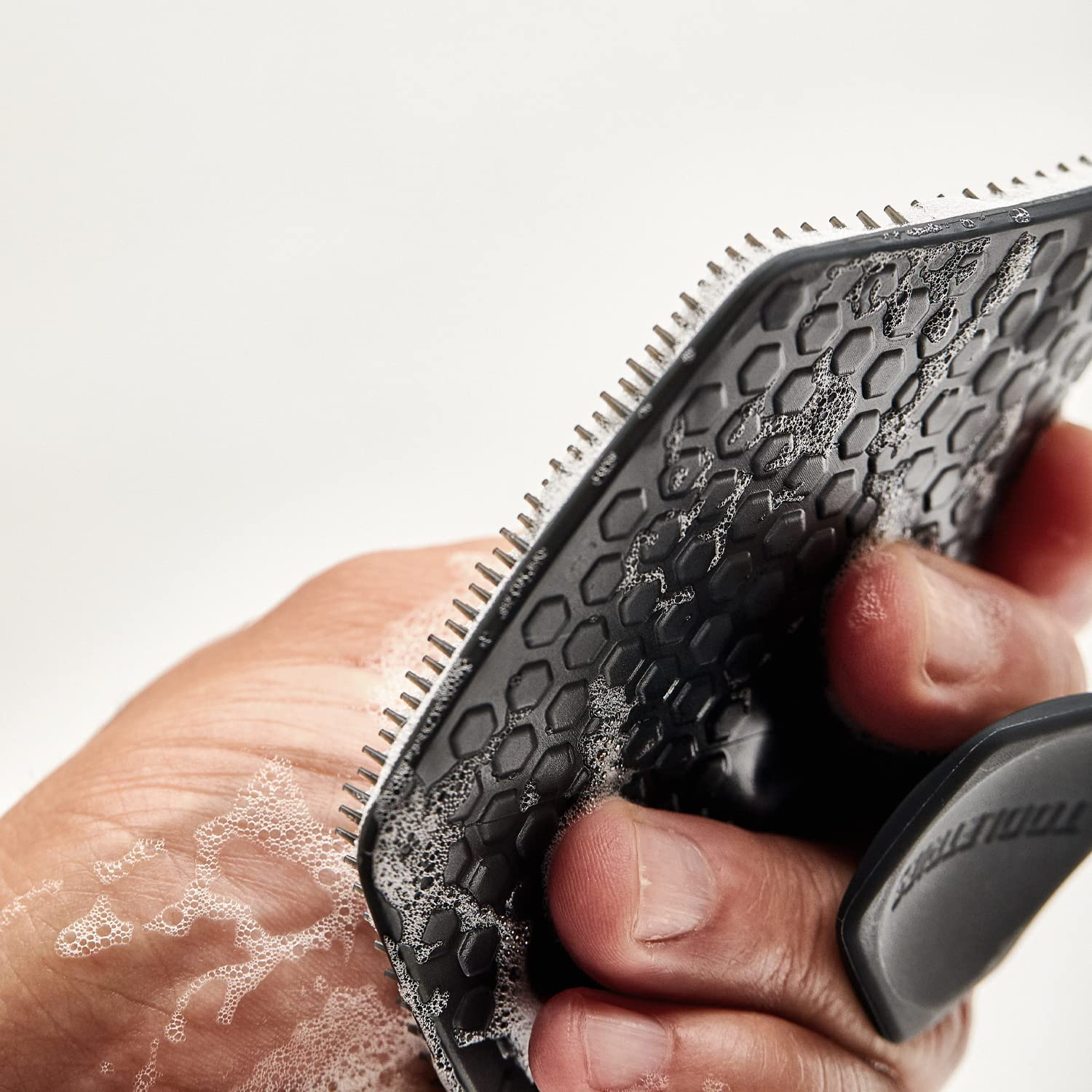 Tooletries - the Ultimate Scrubber Set - with 2X Scrubbers & Holders - Silicone Toiletry Organizer, Shower & Bathroom Accessory - Features Silicone-Grip Technology, Removable & Reusable - Charcoal image number 5