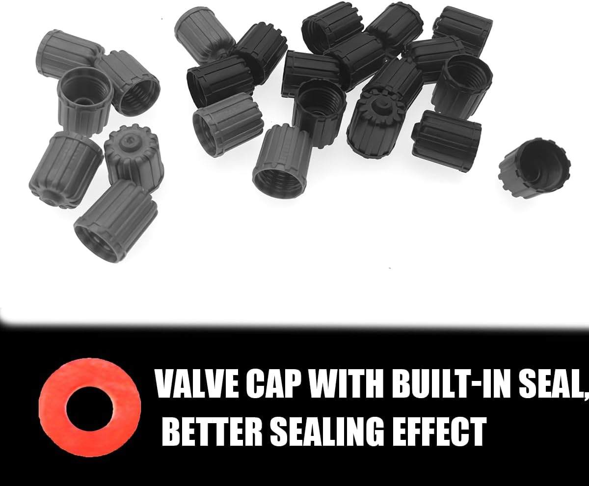 JNNJ Pack of 8 Car Tyre Valve Caps, Plastic Tyre Wheel Alloy Valve Caps Dust Caps, Car Tyre Handle Dust Caps with Sealing Ring SUV Truck (Grey) image number 6