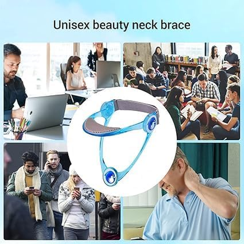 Neck Stretcher,Neck Braces,360 Degree Adjustable Neck Support.Ergonomic Cervical Traction Device for Aligning Neck.Neck Posture Corrector for Neck Pain Relief, Spinal Decompression (Blue)