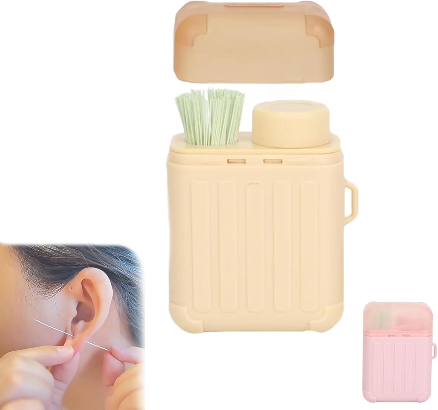 Ear Piercing Cleaning Kit, Ear Piercing Hole Cleaner Floss Kit with 240Pcs, Disposable Aftercare Cleaners, Earrings Hole Cleaner Floss, Ppiercing Aftercare Kits, Quick and Easy Use (Mint) - 2Pc Mint image number 2