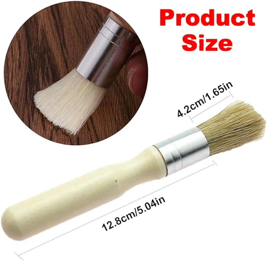 3 - Piece Set of Natural Bristle Wax and Paint Brushes with Wooden Handles, Ideal for All Paints, Home Decor, and DIY Art Crafts