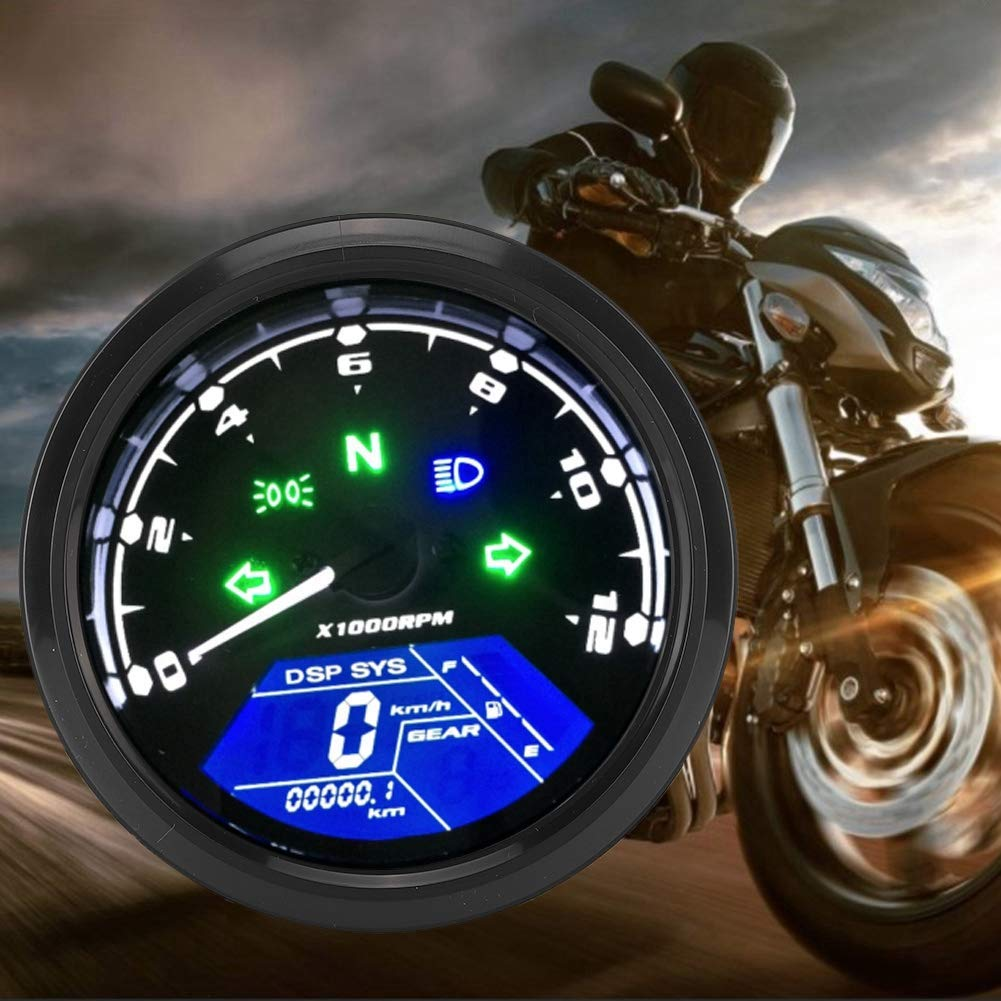 Motorcycle Digital Speedometer Tachometer Gauge DC 12V Universal Tachometer Gauge Motorcycle Gauge Motorcycle LCD Tachometer Odometer Fuel Meter Digital Gauge Universal for Motorcycle image number 6