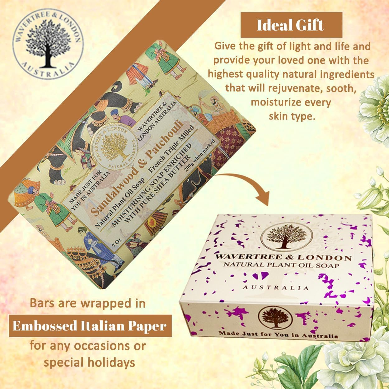 Wavertree and London Sandalwood & Patchouli Soap Bar, 200 G image number 3