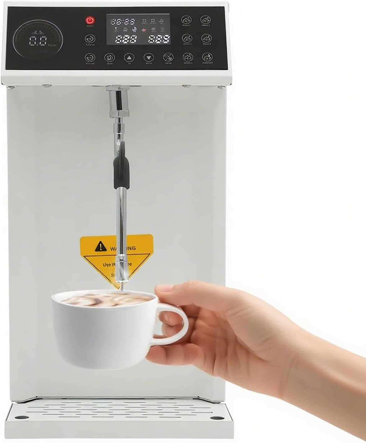 Commercial Steam Milk Frother Machine, Electric Milk Foam Machine with 8L Boiler, Intelligent Steam Boiling Water Frothing Machine, Milk Steamer for Espresso Coffee Tea Shop(Black)