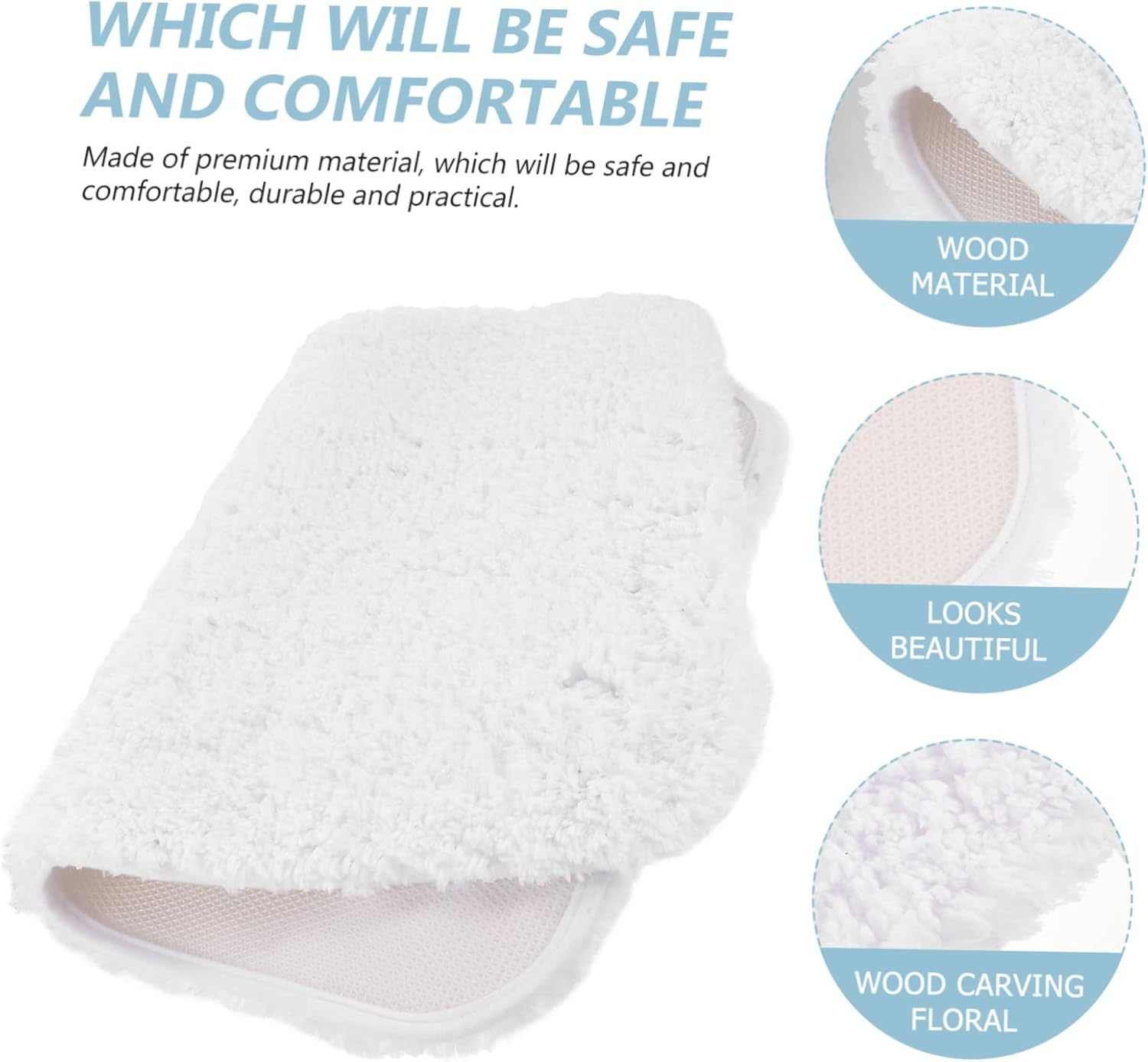 Bathroom Rug Non-Slip Absorbent Thickened White Bath Mat for Home Bathroom Door 40X60Cm Anti-Slip Shower and Bathtub Floor Mat image number 2