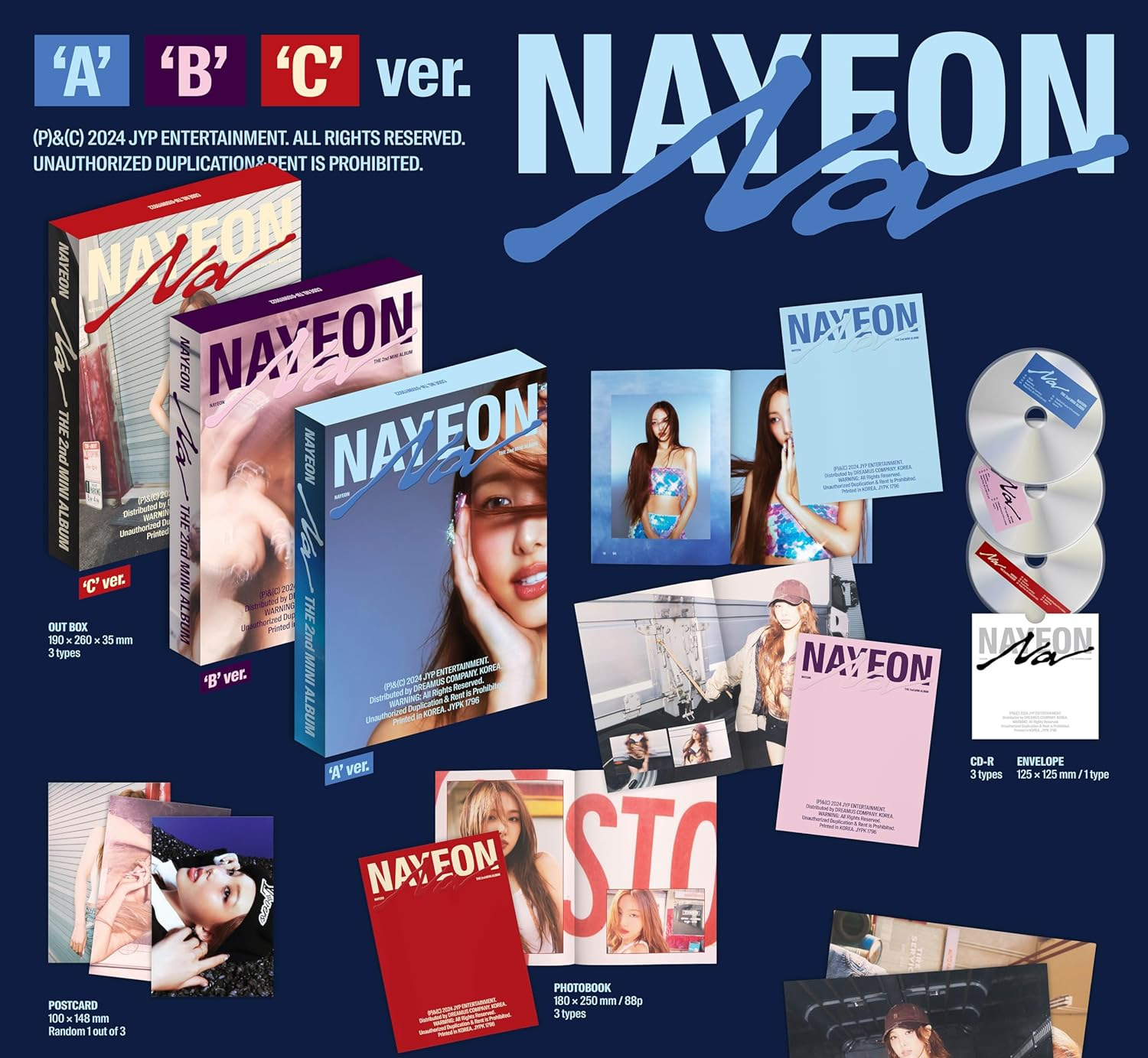 TWICE Nayeon NA 2Nd Mini Album Standard B Version Cd+1P Folded Poster on Pack+88P Photobook+1P Postcard+4P Photocard+8Ea Sticker+1Ea Hang Tag+12P Mini Book+Tracking Sealed NA YEON