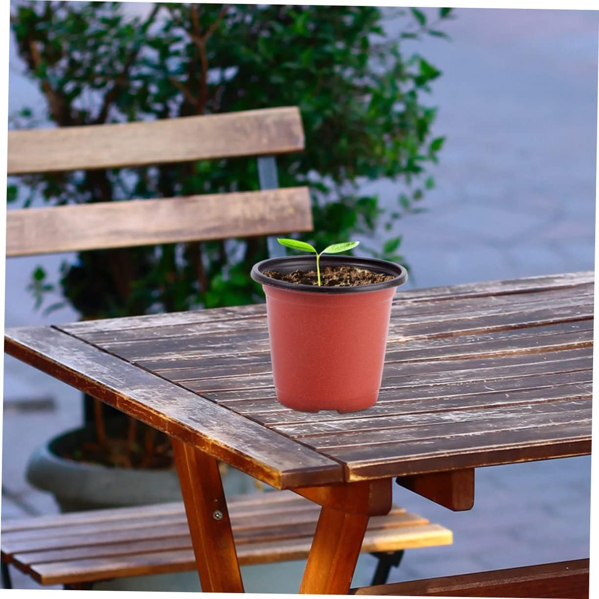 GANAZONO 20Pcs Plastic Flower Pots Drainage Holes Two-Color Nursery Planter Pots Indoor Outdoor Garden Plant Containers 130X97X116Mm Suitable for Succulents Cactus Herbs image number 3