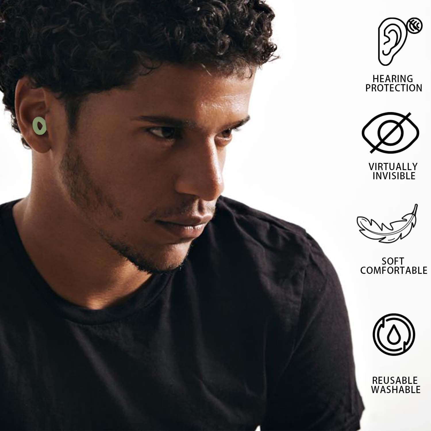 Ear Plugs for Noise Reduction NRR 33Db, Soft Silicone Ear Plugs for Sleeping Noise Cancelling, Concerts, Motorcycle, Travel & Noise Sensitivity, 8 Ear Tips in XS/S/M/L (Green) - Green image number 5