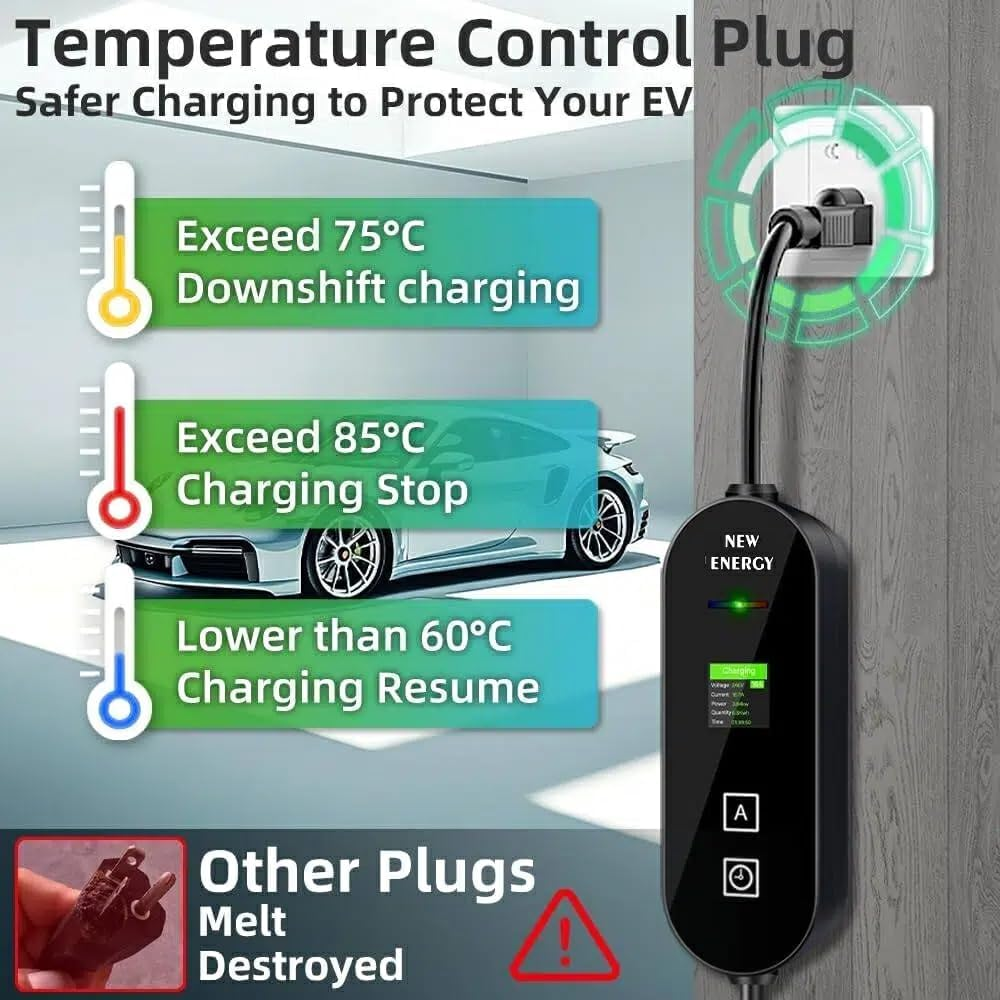EV Charger Type 2 3.5 Kw 5M15A Adapter Portable EV Chargers Polymer Materials Cable with UA16 a Plug, Adjustable Current Compatible with BYD and Other PHEV/BEV/EV image number 4
