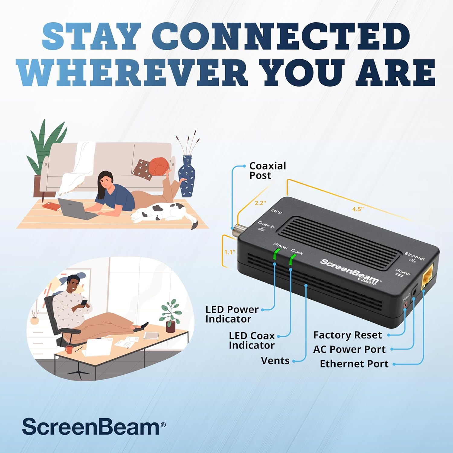 Actiontec Bonded Moca 2.0 Ethernet to Coax Adapter, 2 Pack (ECB6200K02) image number 3